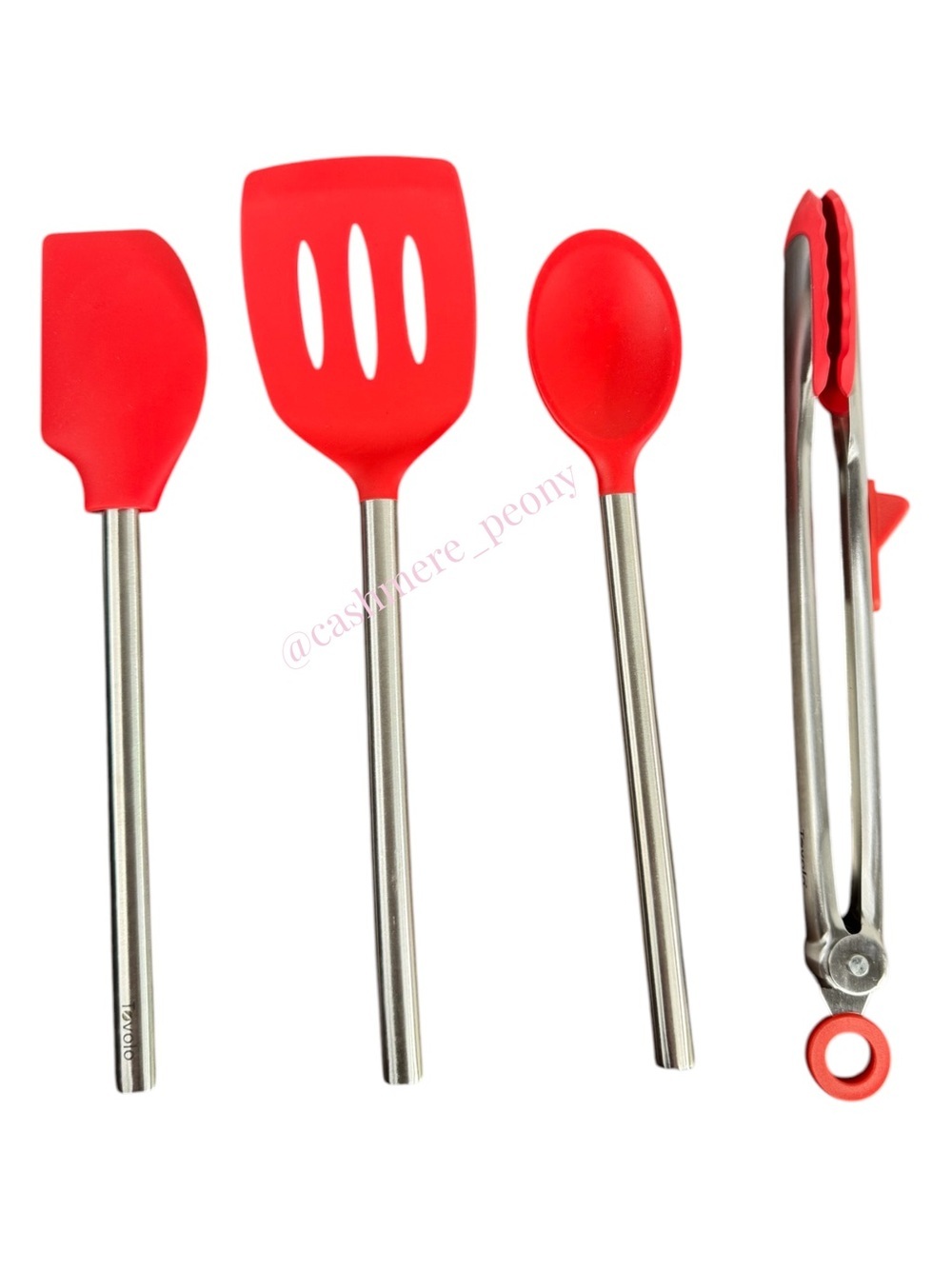 Tovolo Red Silicone Kitchen Utensil Set with Stainless Handles - 4 Piece